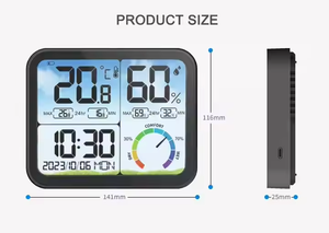 Nueva pantalla a Color LCD temperatura humedad medidor termómetro higrómetro con temperatura reloj despertador tiempo Sensor alimentado por batería - Product Image 2