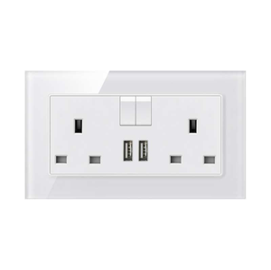 玻璃铝合金电气13a开关插座2组2 Usb双英国墙壁插座，带Usb C型 - Product Image 2