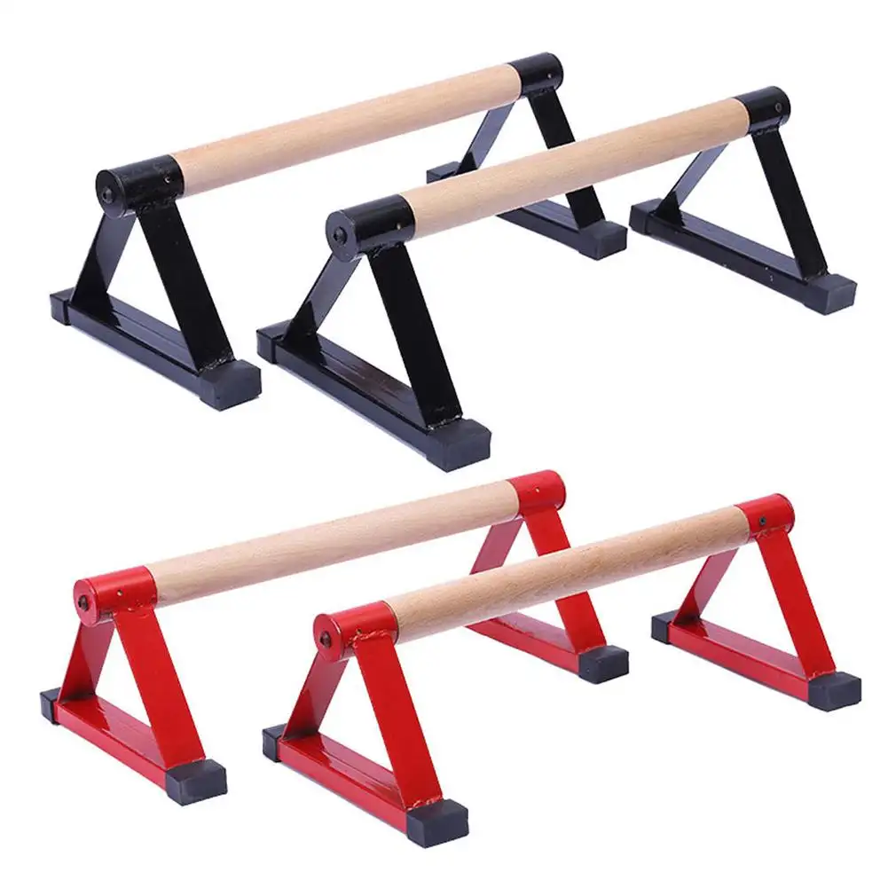 Lron triángulo push-up soporte madera de haya handstand pequeñas barras paralelas equipo de fitness paralettes de madera soporte de mango