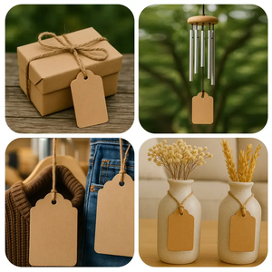 Chất Lượng Cao Trống Kraft Thẻ Quà Tặng Với Twine Thẻ Giấy Cho Đám Cưới Giáng Sinh Sinh Nhật Lễ Tạ Ơn Đảng Ủng Hộ DIY Thủ Công Mỹ Nghệ - Product Image 3