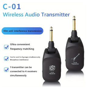 C01 Pickup Audio transmisor receptor USB recargable guitarra Cable guitarra sistema inalámbrico para guitarra eléctrica bajo violín