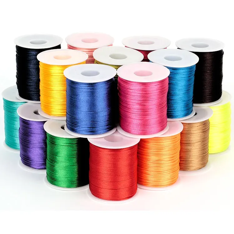 Cordão de nylon para brincar, corda de seda de cetim com acabamento de 2,0 mm, corda de nylon colorida para trança, ferramenta DIY, corda trançada à mão