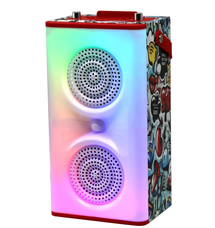 Portable Heavy Bass Stereo Loudspeakr FM TF Card KBQ-2302 LED lights RBG Wireless Speaker With Microphone Karaoke BT 20W Speaker