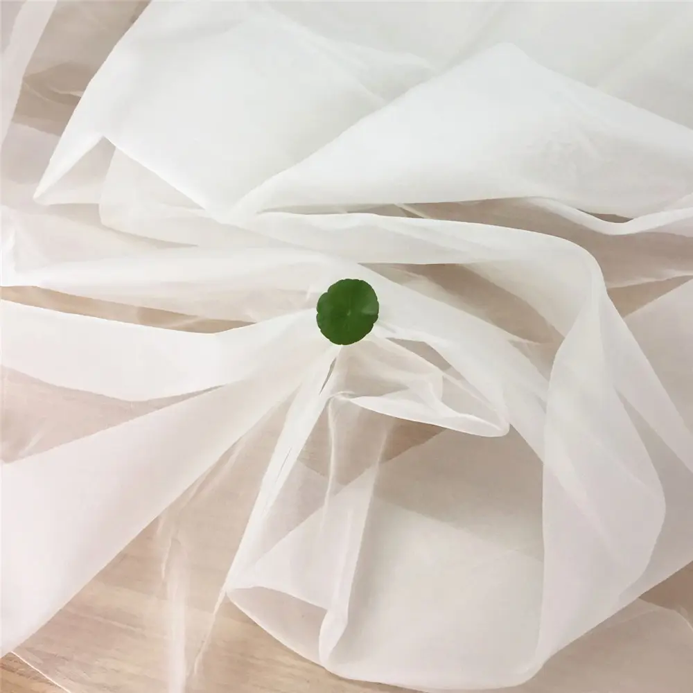 Оптовая продажа, 5 мм, 100% чистая шелковая ткань из органзы, жесткая шелковая ткань из органзы для свадебной одежды