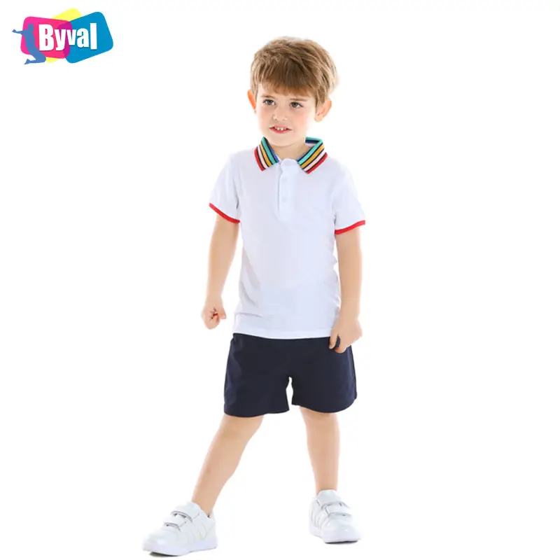 Byval 최고 판매 주문 100% 년 면 아이 폴로 셔츠 도매 짧은 소매 제복 다채로운 플러스 크기 귀여운 만화 폴로 셔츠
