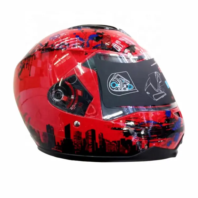 Высококачественные аксессуары для мотоциклов из ПВХ стильный красный Полнолицевой Козырек защитный мотоциклетный шлем с двойным козырьком