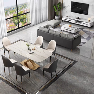 现代简约大理石餐桌耐用抗磨长方形家庭酒吧厨房套装 - Product Image 5