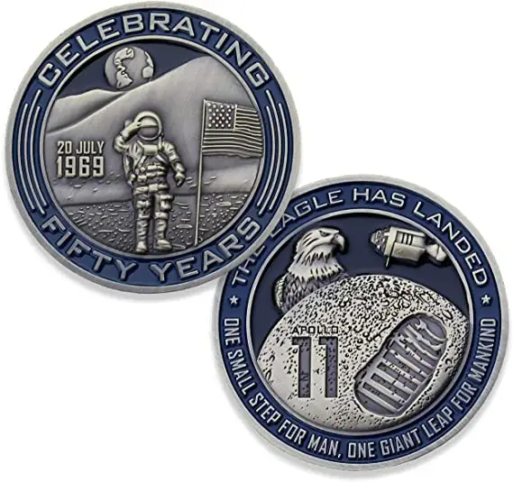 Apollo 11 Challenge Coin - The Eagle Has Landed Collectible Coin - Limited Fifty Years Man On The Moon National Aeronautics