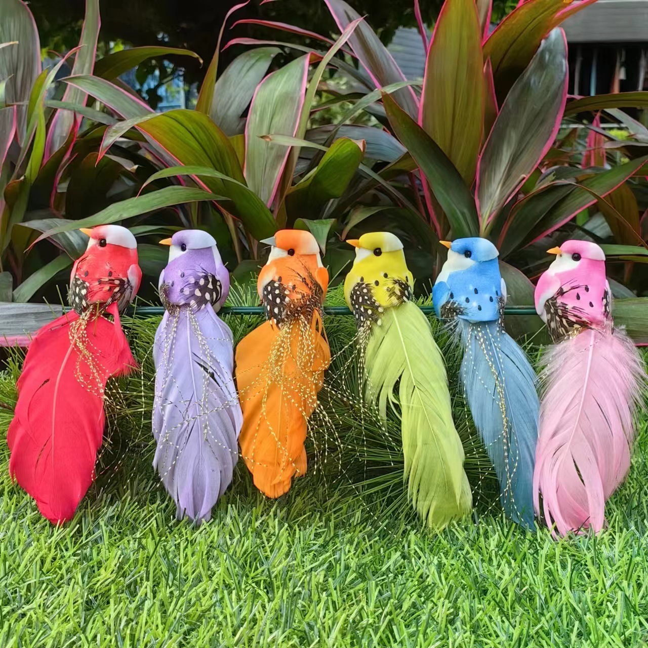Oiseaux en perles de couleurs mélangées-1 paquet/12 pièces