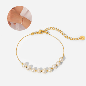 18k Gold Bridal Jewellery Friendship Bracelet <strong>6mm</strong> Ivory Natural Freshwater Pearl Gold Pearl Bracelet Seed Pearl Bracelet