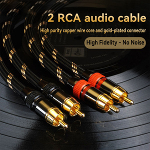 2Rca音频信号电缆HiFi无氧铜1.5米/定制编织屏蔽平衡<span class=keywords><strong>Rca</strong></span>电缆公对公音频和视频