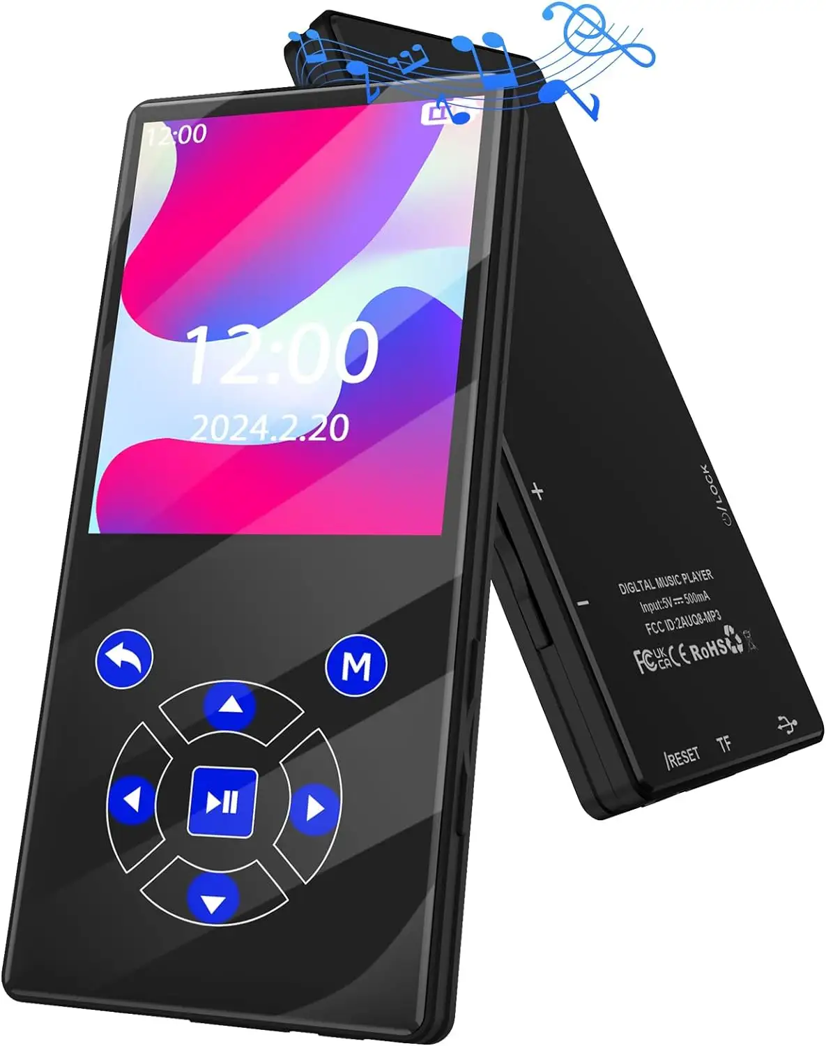 Lecteur MP3 avec Bluetooth 128 Go avec haut-parleur intégré HiFi Sound FM Radio Recorder E-Book Reader Réveil