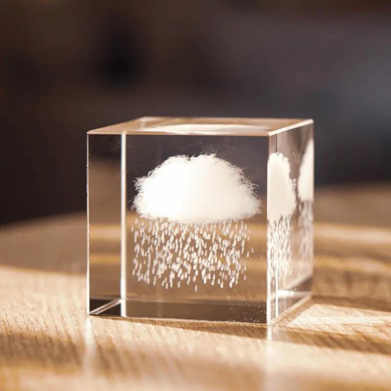 Cubo di cristallo popolare JY per regali di compleanno cubo in vetro trasparente K9 inciso al laser 3d