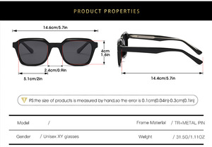 Đường phố chụp ảnh dày khung phân cực Shades vuông gia cố dây lõi đền phân cực hình chữ nhật UV400 đinh tán Kính mát - Product Image 6