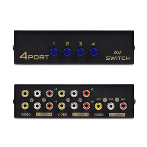 DIVISOR DE AUDIO DE VIDEO DE 4 PUERTOS Fjgear, 4 en 1, ancho de banda de salida, 250MHz con carcasa de hierro, interruptor bidireccional