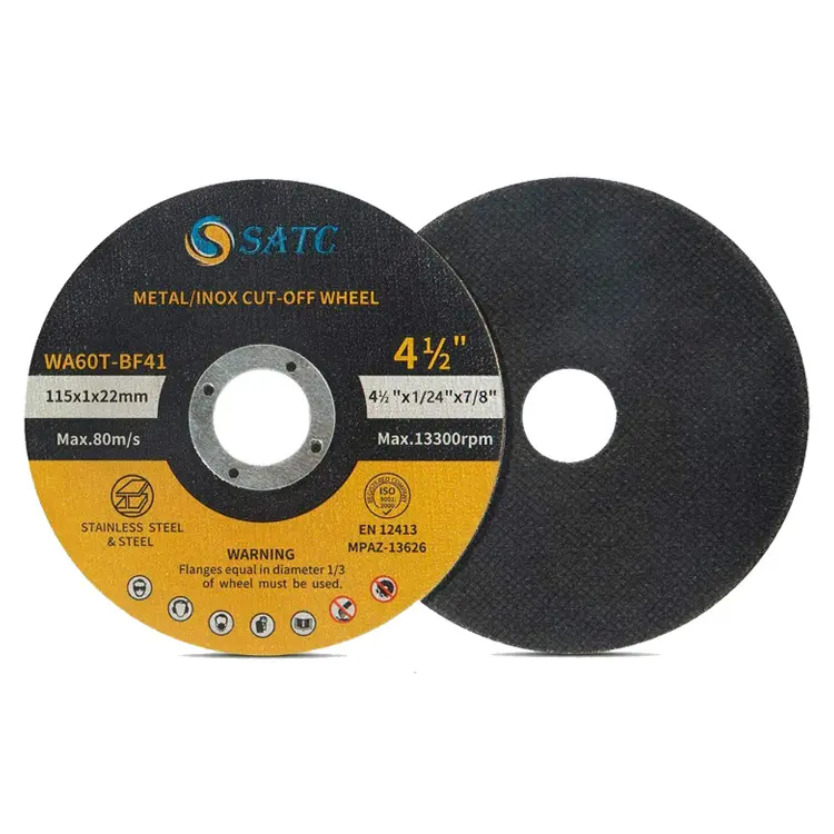 SATC-disco de corte abrasivo para Metal y acero inoxidable, 115mm, 4,5 "X 1/24" X 7/8"