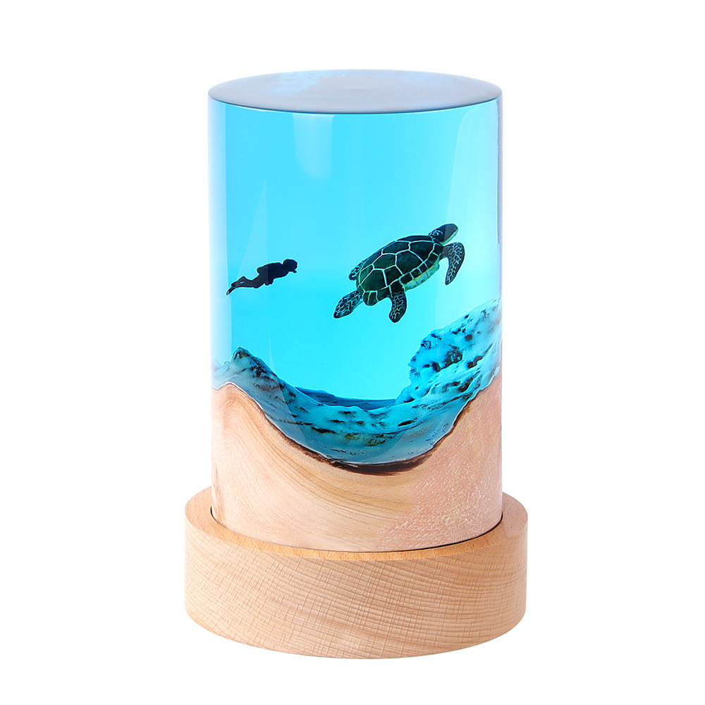 Lampada in resina n. 10 1 (tartaruga, subacqueo)