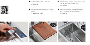 带杯清洗系统的水催化剂净化水槽厨房水槽 - Product Image 3