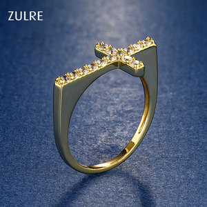 Trendy Religieuze 5a Zirkonia Verguld Messing Klassieke Hiphop Iced Out Christelijke Latin Kruisringen Voor Dames En Heren - Product Image 1