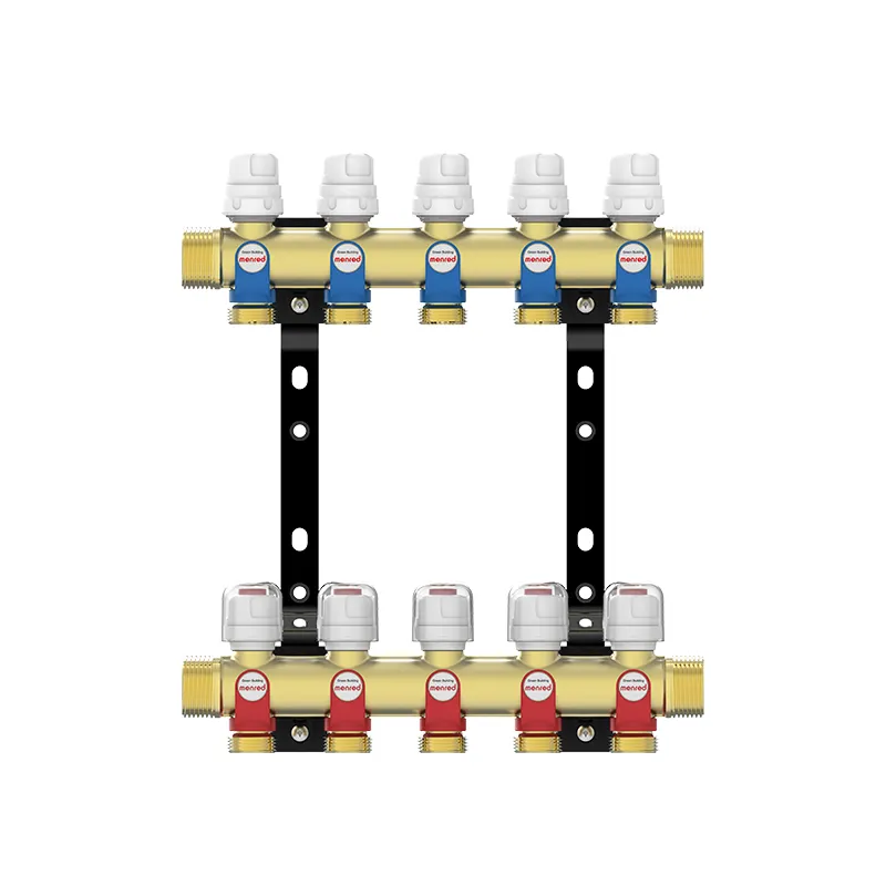 Colector de distribución de agua de latón, Ajuste de flujo manual, debajo del suelo, Menred, A7.S