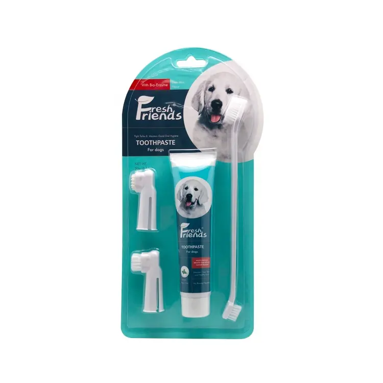Factory Wholesale Cat Dog Dental Care Kit 4 in 1 Pet Teeth Cleaning Products Oral Care Kit Finger Toothbrush Toothpaste