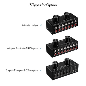 LYNEPAUAIO 6-In-<strong>2</strong>-Out Audio <strong>Switcher</strong> Two-Way Audio Signal Selector Box <strong>Splitter</strong> Distributor with 3.5mm Audio <strong>Input</strong> &amp; <strong>Output</strong>