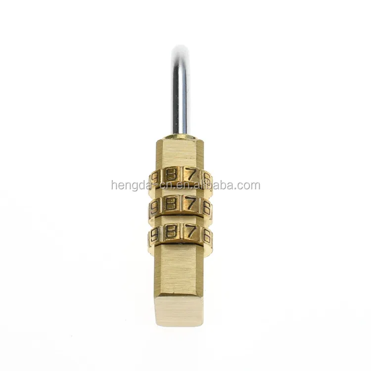 YH10072   Copper Combination padlock  3 Digital Brass Padlock Door  lock