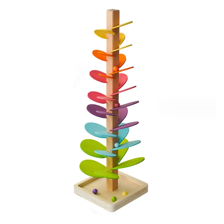 TOP bambini Montessori educativi in legno giochi per la casa giocattoli albero arcobaleno rotolamento palla traccia Rock albero giocattolo per classe giocattoli