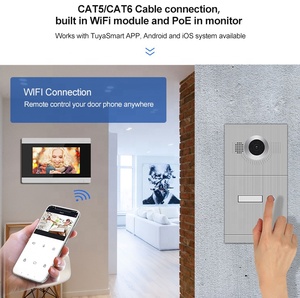 מסך מגע bcomtech מסך tcp דירה טלפון חכם וידאו <span class=keywords><strong>intercom</strong></span> מערכת כסף wifi 12v 1080p פני שטח רכוב וידאו דלת טלפון