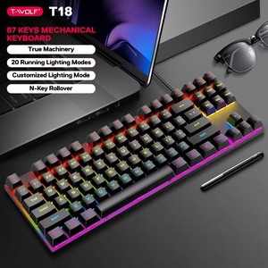 OEM T-WOLF T18 usb有线游戏背光机械键盘RGB 87键TKL键盘桌面电脑游戏玩家teclado游戏玩家 - Product Image 1