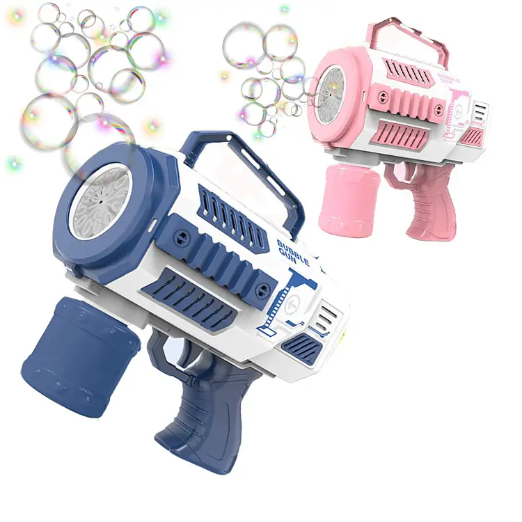 Electric High Speed Bubble Machine with Light Music Automatic 12 Holes DIY Bubble Bazooka Launcher Toys For Kids Adult