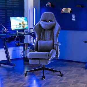 Gray Leather Make Kursi Permainan Reclining Game Chair Comfortable and Economical <strong>Computer</strong> Chair Office Chair with Footrest - Product Image 2