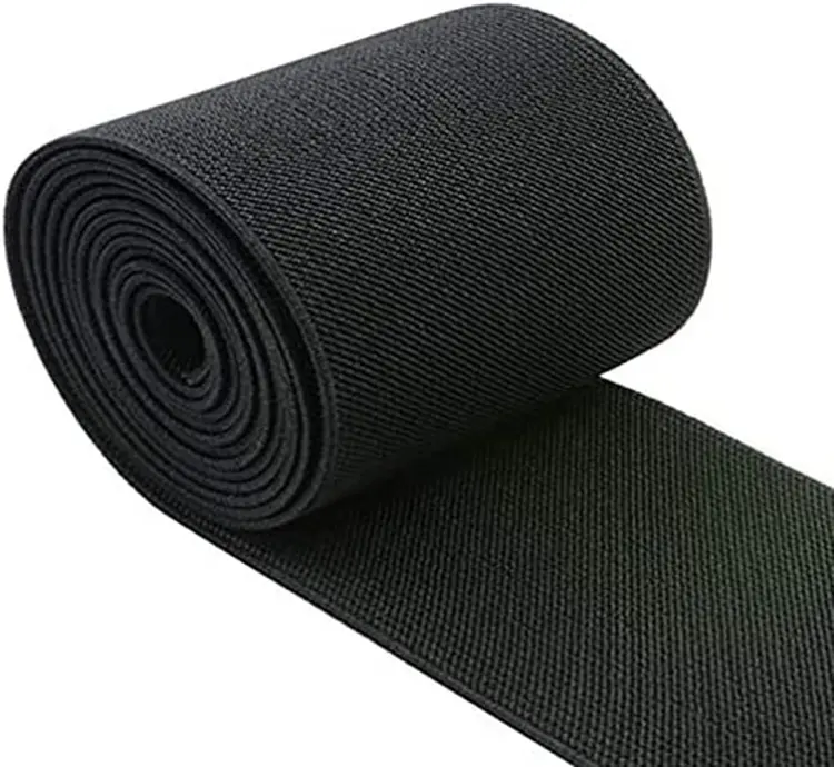 Fasce elastiche in maglia per cucire fettuccia piatta nera elasticizzata ad alta elasticità larga 4 pollici fascia elastica liscia da 10cm