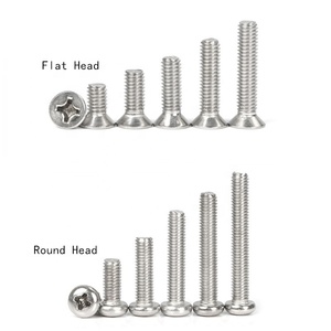 Stainless Steel Phillips Screws M1/M1.2/M1.4/M1.6/M2/M2.5 * 3/4/5/6/8/10ミリメートルクロスFlat/Round Head Thread Metric Machineネジボルト - Product Image 1