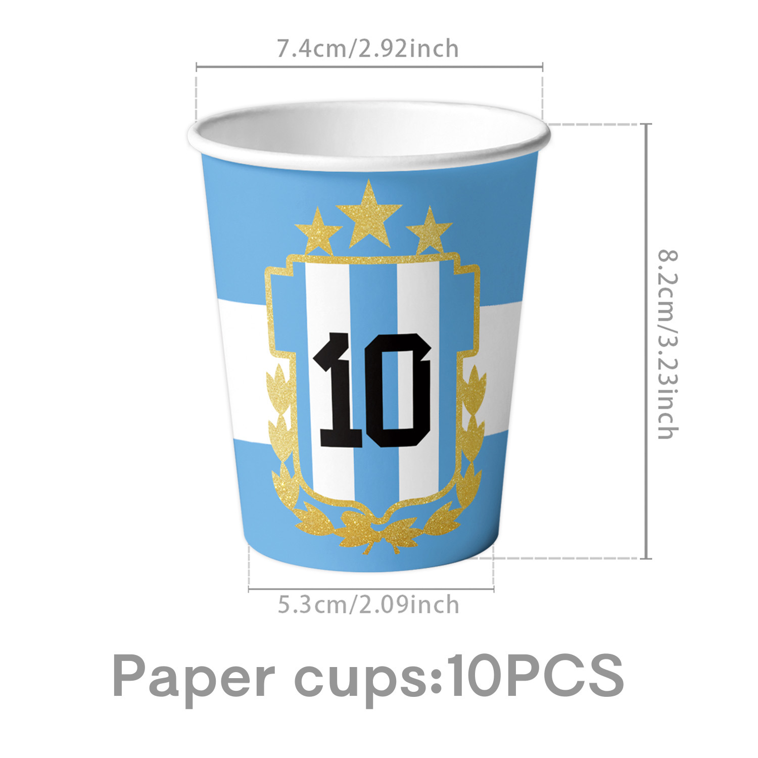 Bleu-10 gobelets en papier