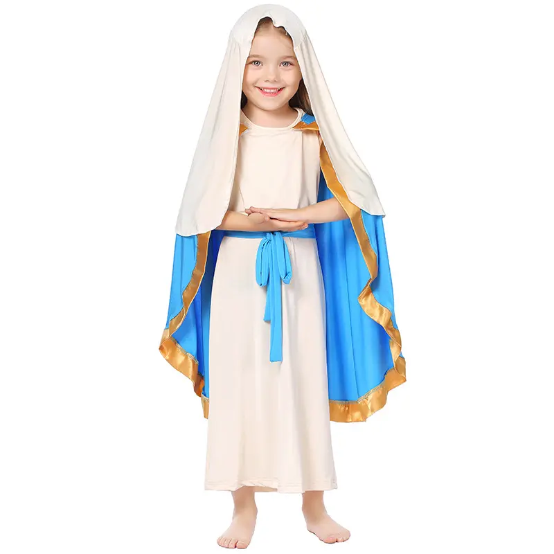 Disfraz bíblico de la Virgen María para niños y niñas, disfraz de Halloween, disfraz de la Virgen María, disfraz de niño, disfraz de Halloween, 2017