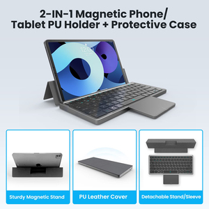 Mini teclado inalámbrico Teclado plegable multidispositivo con panel táctil Cubierta extraíble Soporte plegable Teclado recargable - Product Image 3