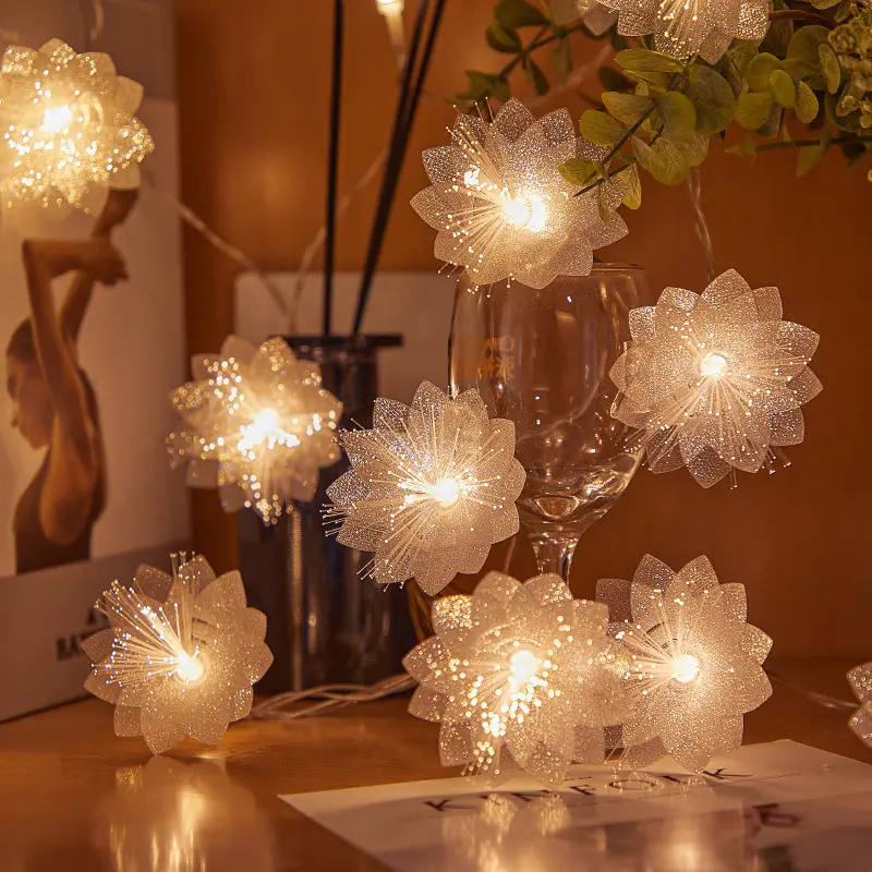 Lanterna de fibra óptica LED para casamento, decoração de natal, atmosfera festiva e simulação de flores, novidade internacional