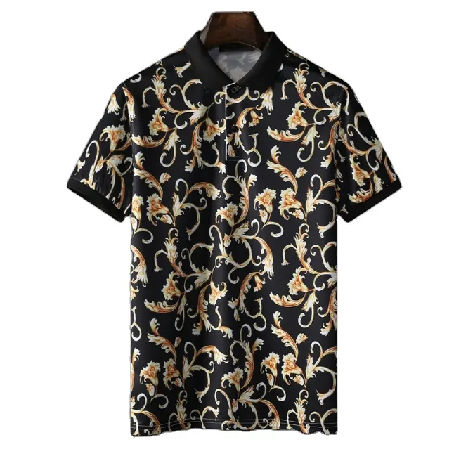 Camiseta estampada floral masculina, camiseta de manga curta casual de rua com estampa floral, roupa de verão 2022