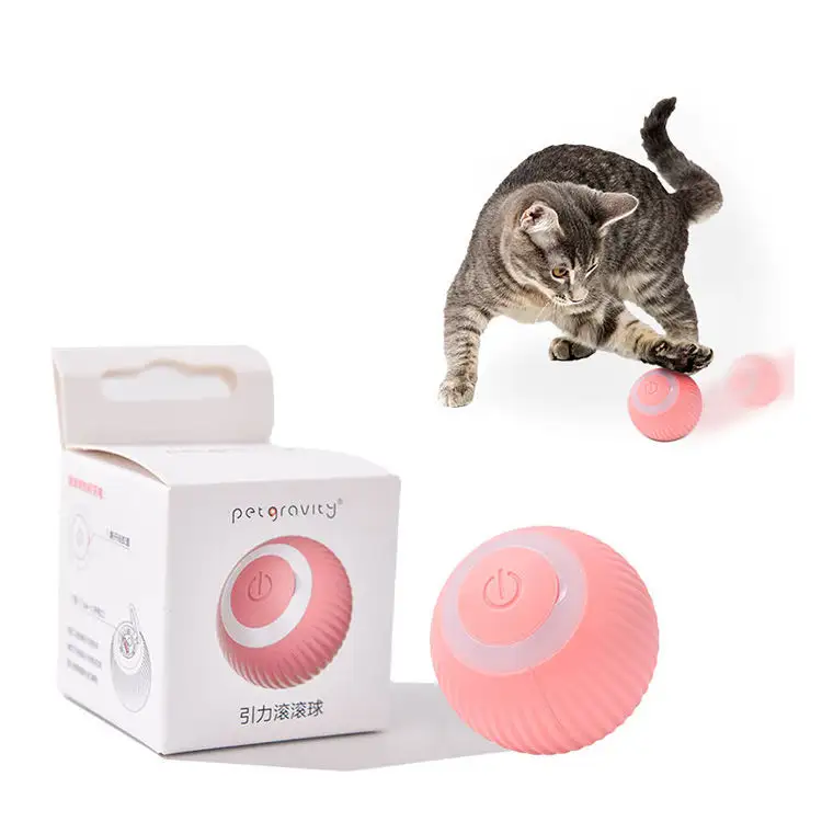 ลูกบอลของเล่นแมวไฟฟ้าลูกบอลกลิ้งอัตโนมัติของเล่นแมวอัจฉริยะแบบโต้ตอบพร้อม USB ชาร์จสำหรับแมว