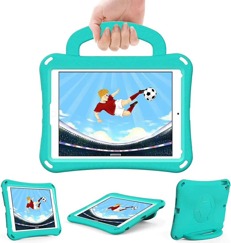 Sarung pelindung anak EVA tahan guncangan, untuk iPad 10.2 inci iPad 7/8/9 Gen rangka universal dengan pegangan penyangga di belakang