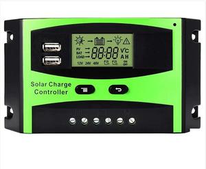 Controlador de carga solar 30A PWM, regulador inteligente de batería USB dual de 12V 24V con pantalla LCD, parámetro automático ajustable