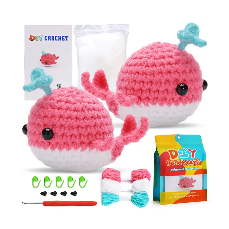 Good price handcrafting kit animal whale plant crohcet bag with strawberry crochet kit for beginners