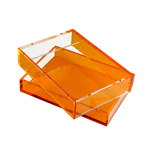 双层矩形储物定制印刷彩色亚克力托盘彩色塑料托盘带磁铁 - Product Image 4