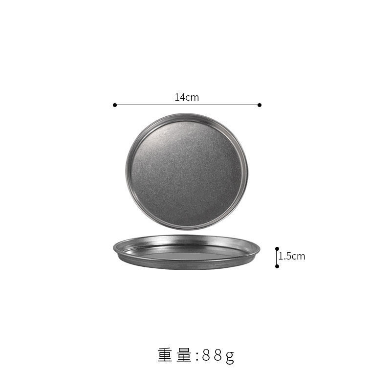 14cm flat-bottomed round shallow plate (vintage distressed finish)