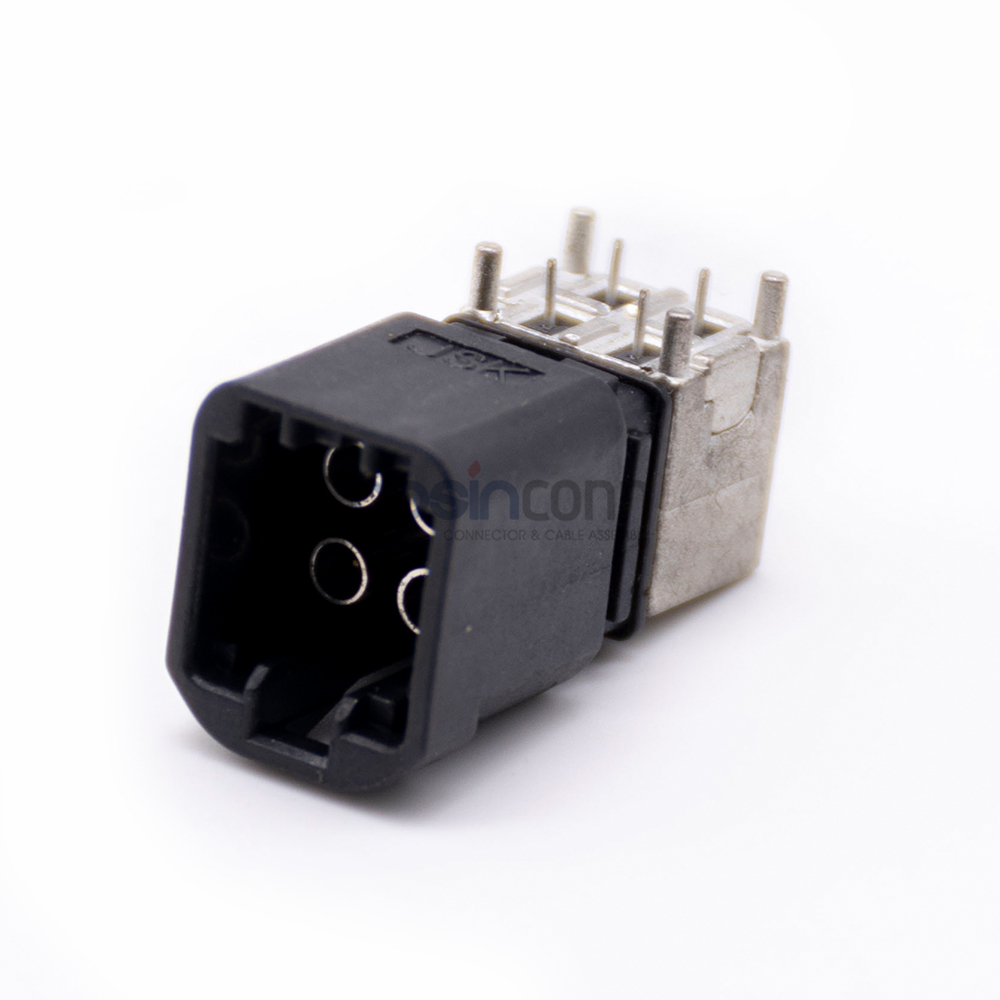 Connecteur Mini Fakra mâle coudé à montage sur panneau, noir, code A, à souder
