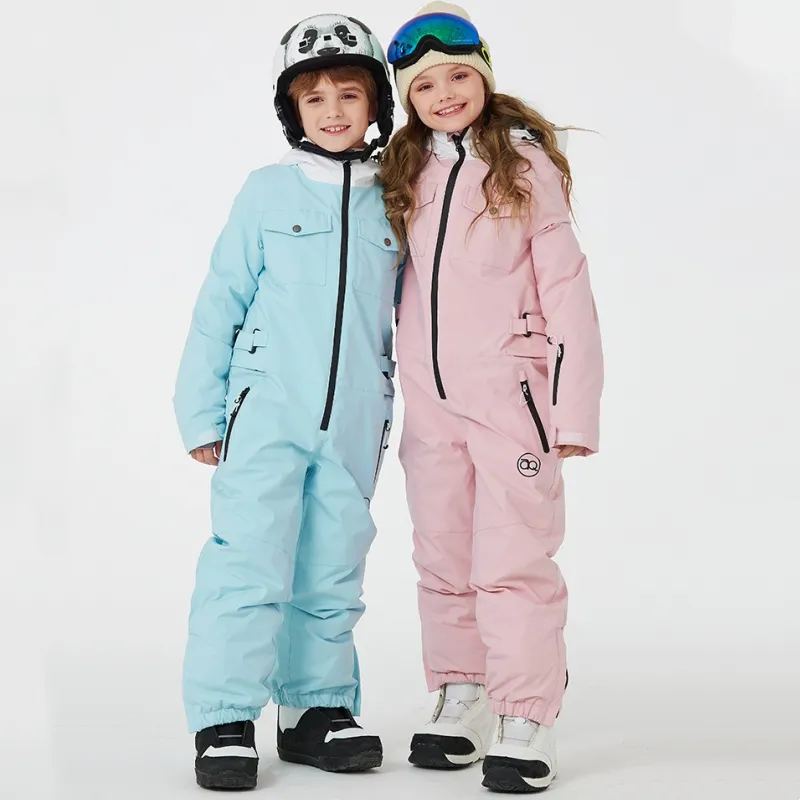 Macacão de inverno para meninos e meninas, macacão de neve para crianças, macacão de neve à prova d'água, roupa de inverno para fazer snowboard, com transporte da gota