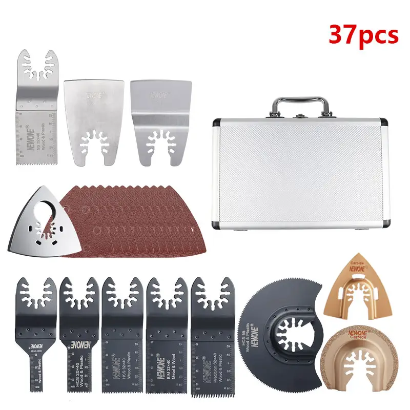 NEWONE K37 Aluminum Case Set Universal Oscillating Tool saw blades Quick Release Saw Blades for SandingGrinding and cutting