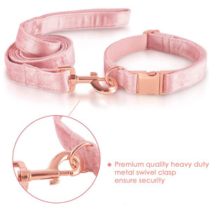 Juego de collares y correas de terciopelo para gatos, color rosa y negro, personalizado, suave, de clase alta, de lujo - Product Image 4