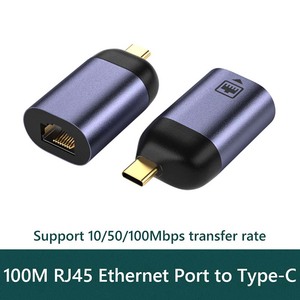 100M USB C至RJ45局域网适配器，适用于苹果笔记本电脑专业版三星Galaxy S10/S9/Note20 USB C型网卡USB以太网电缆适配器 - Product Image 4